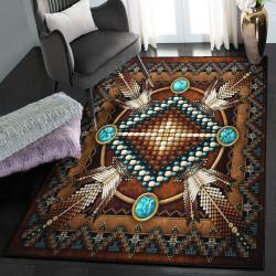 Puce Cool Rugs, Brown Native Pattern Rug