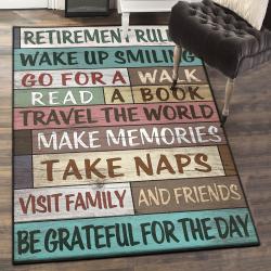 Retirement Sign Dining Room Rug, Retirement Rules Rug
