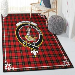 Scotland Lover Living Room Rugs, Wallace Clan Badge Tartan Rug