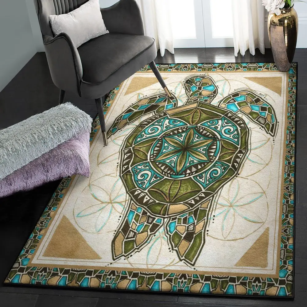 Sea Turtle Swimming Indoor Outdoor Rugs, Turtle GS CL Rug