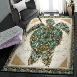 Sea Turtle Swimming Indoor Outdoor Rugs, Turtle GS CL Rug