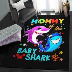 Shark Modern Rugs, Mommy Of The Baby Shark Birthday Mommy Shark GS CL Rug