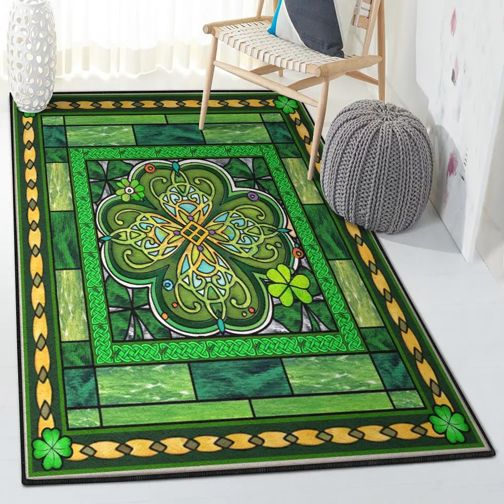 St Patrick's Day Large Living Room Rugs, Irish Glass Art GS CL Rug