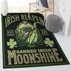 St Patrick's Day Washable Rugs, The Irish Reaper Banned Irish Moonshine GS Rug