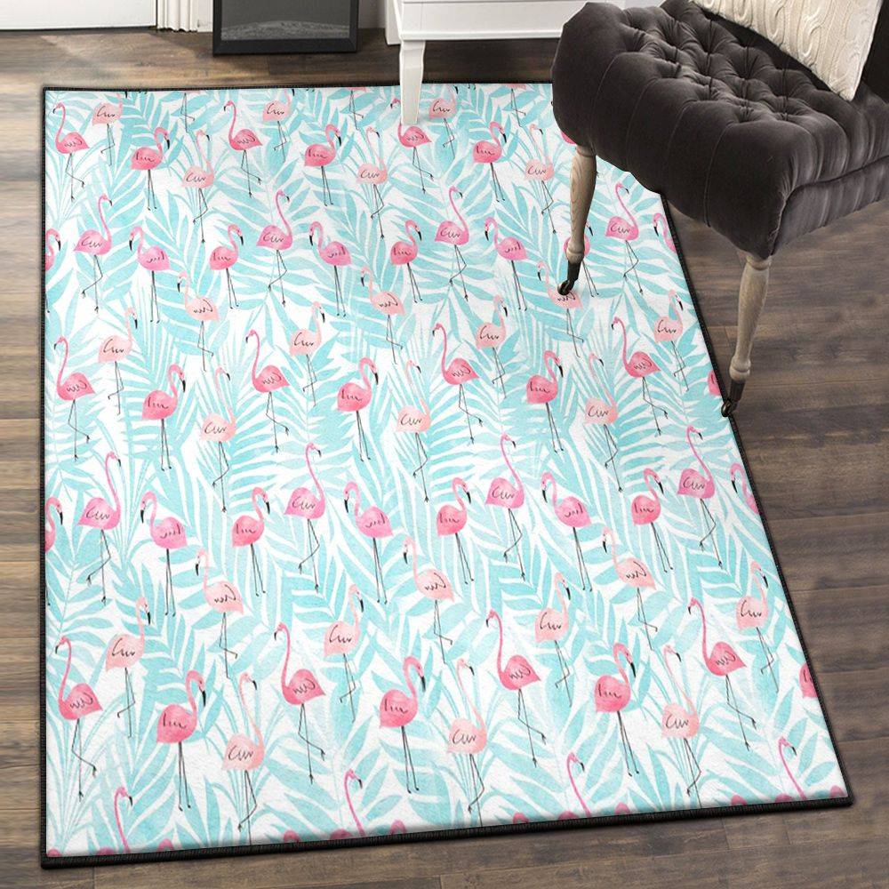 Summer Non Shedding Area Rug, Flamingo Rug