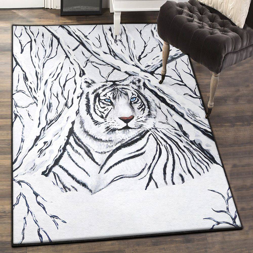 Tiger Dining Room Rug, White Tiger Rug