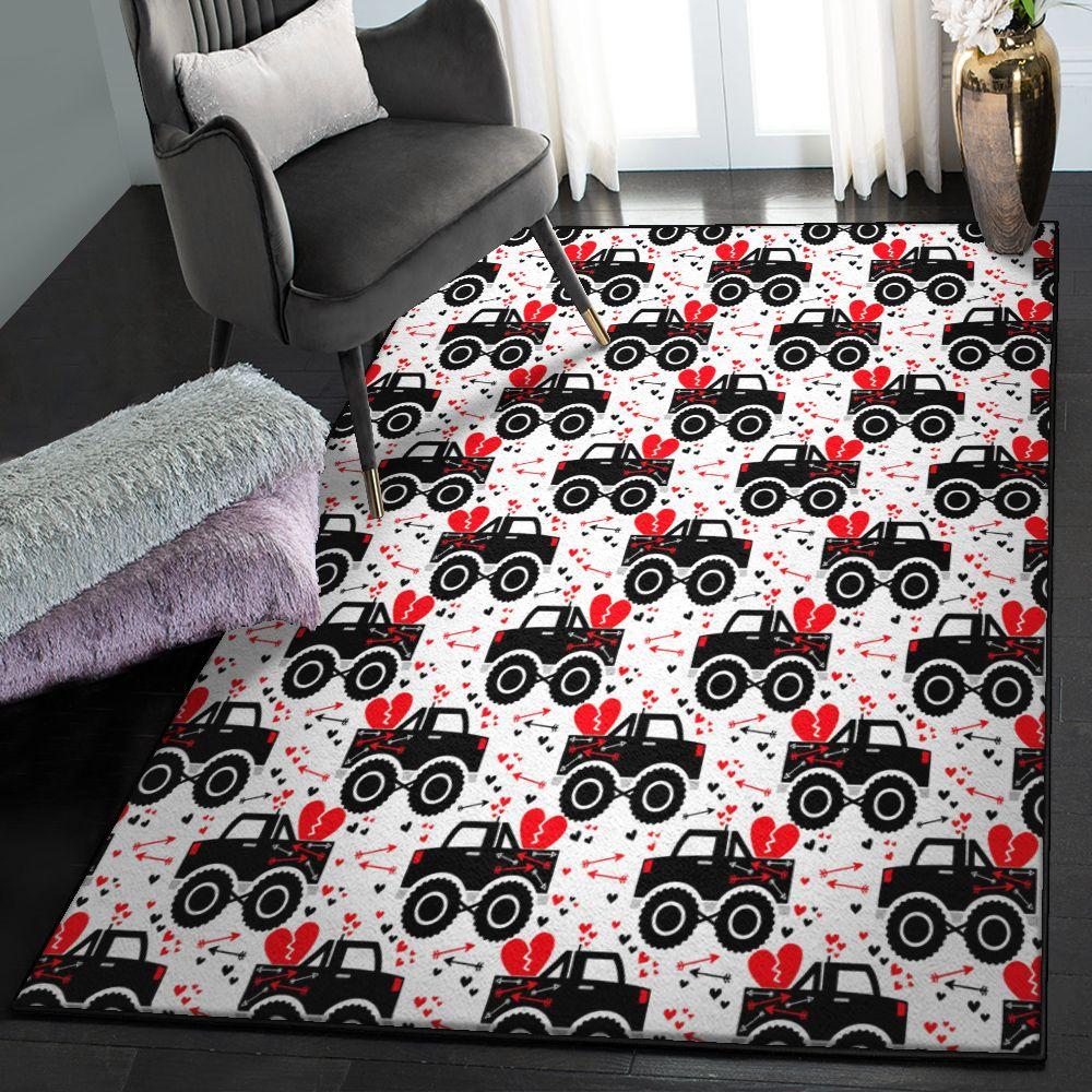 Valentine Washable Rugs, Truck Heart Valentine GS Rug