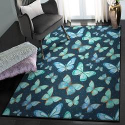 Watercolor Pattern Area Rugs, Watercolor Blue Butterfly GS CL Rug