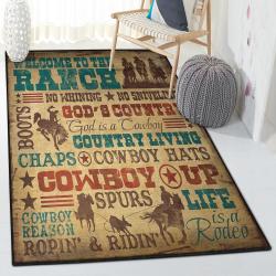 Western Cowboy Indoor Outdoor Rugs, Western Cowboy Rug