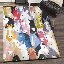 Wild Horse Carpets For Living Room, Colorful Horse Pattern Rug