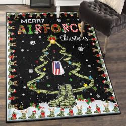 Xmas Decoration Non Shedding Area Rug, Airforce Christmas Rug
