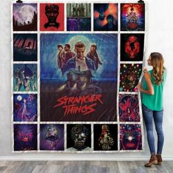 Movie Stranger Things Watching Movie Quilt Fleece Sherpa Blanket Perfect Gifts For Family On Christmas