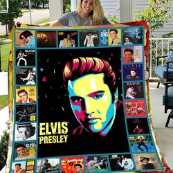 Music Personalized Elvis Presley King Of Rock And Roll Fan Fleece Sherpa Blanket Perfect Gifts For Family On Christmas
