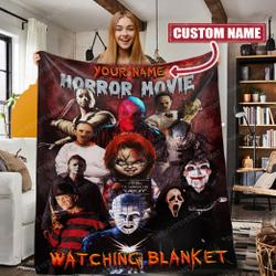 Movie Personalized This Is My Horror Movie Watching Halloween Fleece Sherpa Blanket Perfect Gifts For Family On Christmas