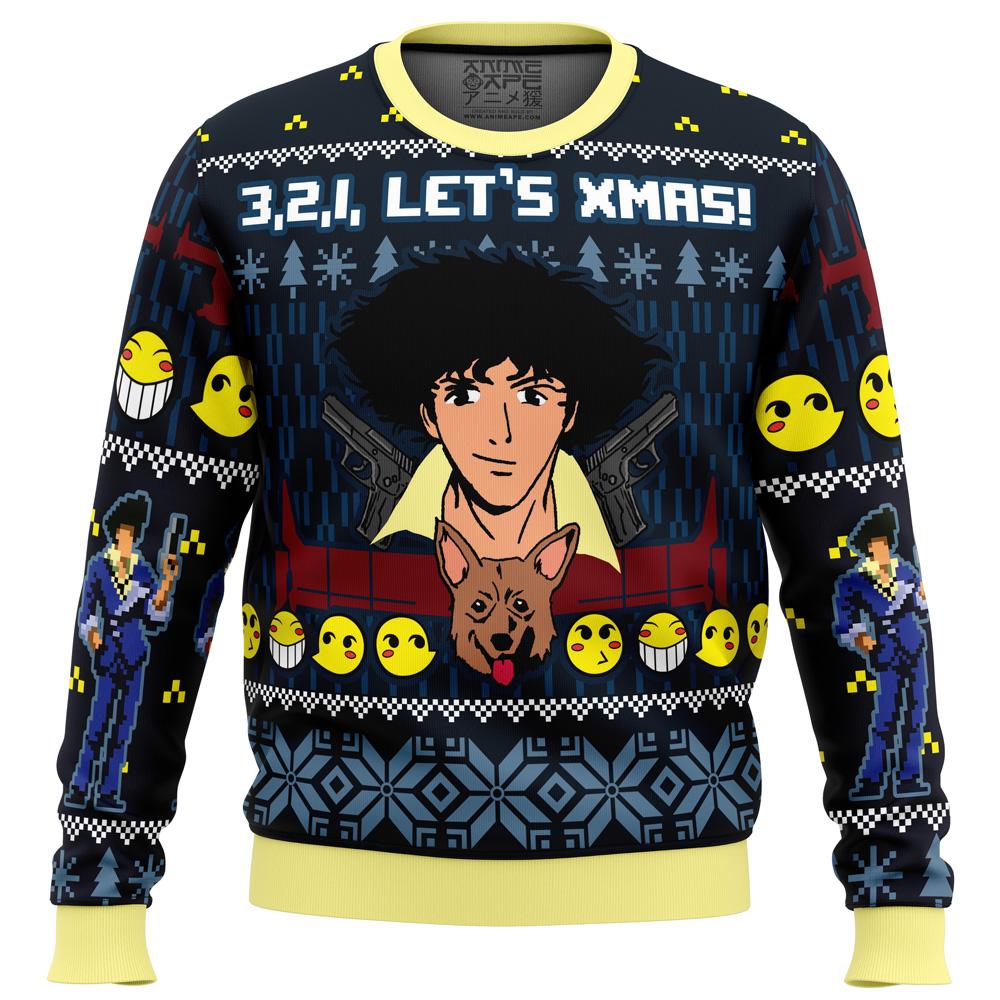 3, 2, 1, Let’s Xmas! Cowboy Bebop Ugly Christmas Sweater Perfect And Unique Gifts For Adults Kids On Christmas