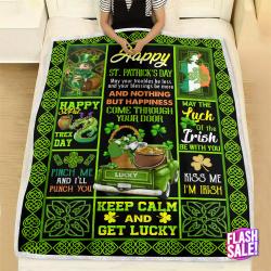 St. Patrick's Leprechaun Fleece Sherpa Blanket Perfect And Unique Gifts For Family On Christmas