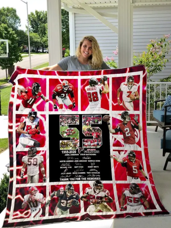 55 Years Of Atlanta Falcons Quilt Fleece Sherpa Blanket Perfect Gifts For Family On Christmas