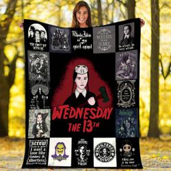 Movie Addams Family Wednesday The 13th Fleece Fleece Sherpa Blanket Halloween Gifts Perfect Gifts For Family On Christmas