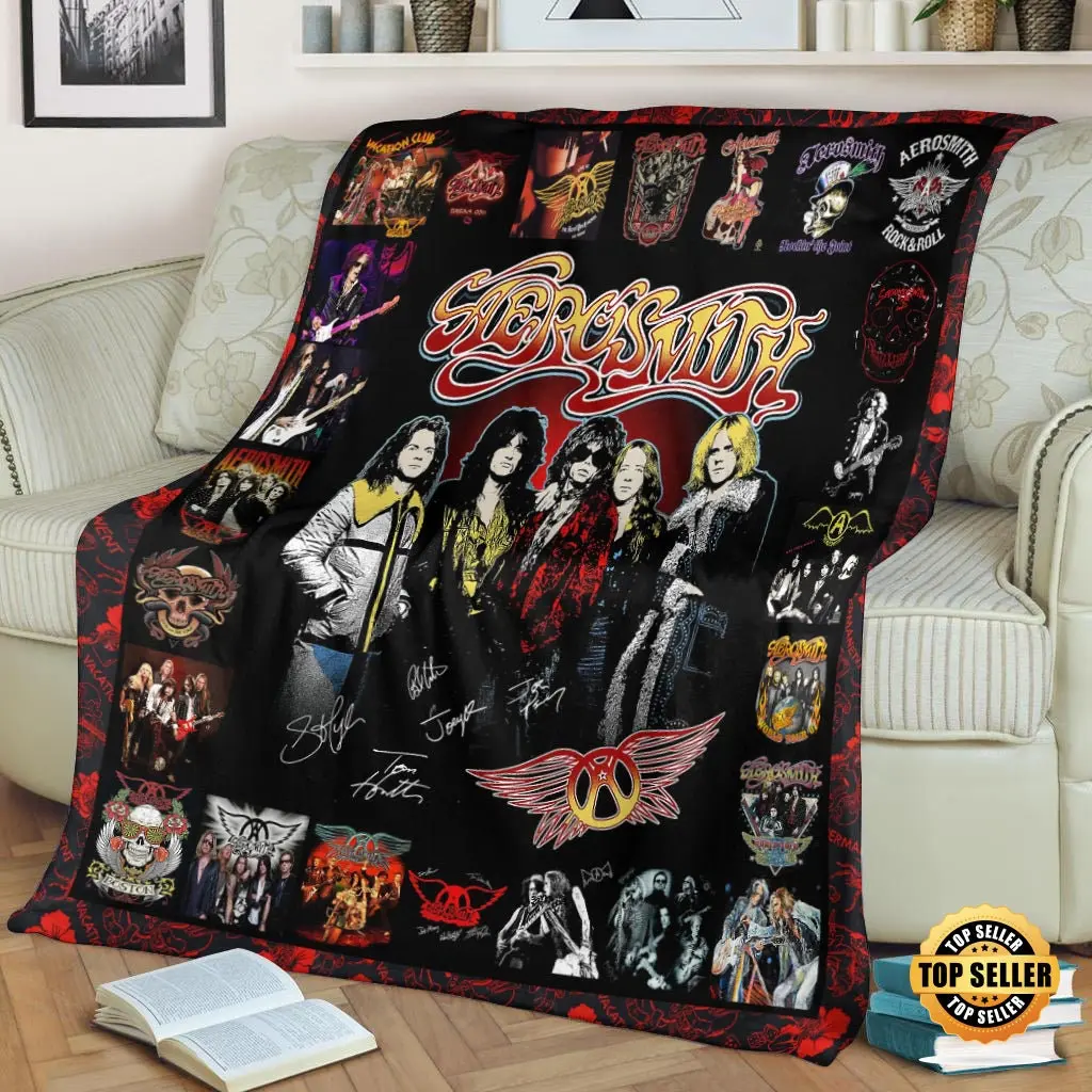 Music Aerosmith Albums Music Rock And Roll Quilt Fleece Sherpa Blanket Perfect Gifts For Family On Christmas