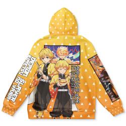 Anime Agatsuma Zenitsu Haori Demon Slayer Streetwear Hoodie Perfect And Unique Gifts For Otaku Anime Fans On Christmas