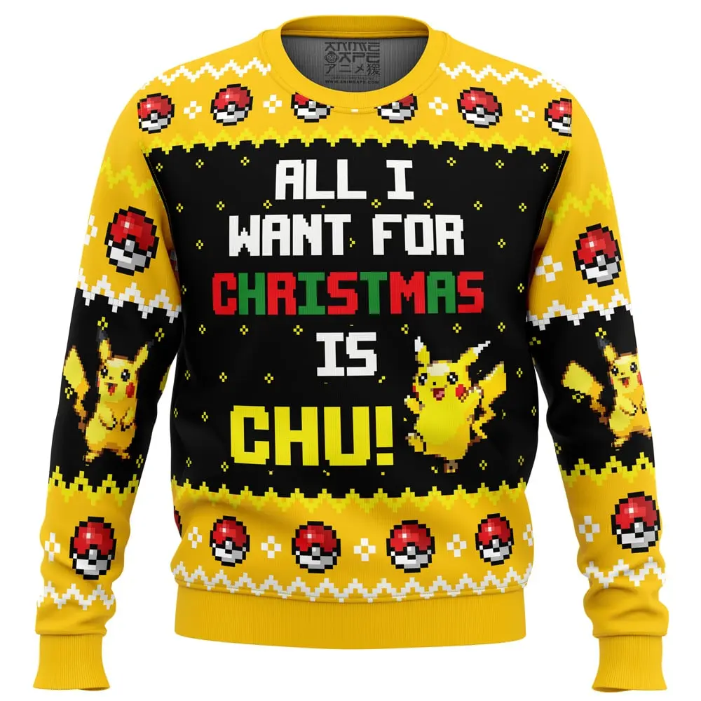 All I Want Picachu Pokemon Ugly Christmas Sweater Perfect And Unique Gifts For Adults Kids On Christmas