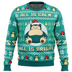 All is Calm All Bright Snorlax Pokemon Ugly Christmas Sweater Perfect And Unique Gifts For Adults Kids On Christmas