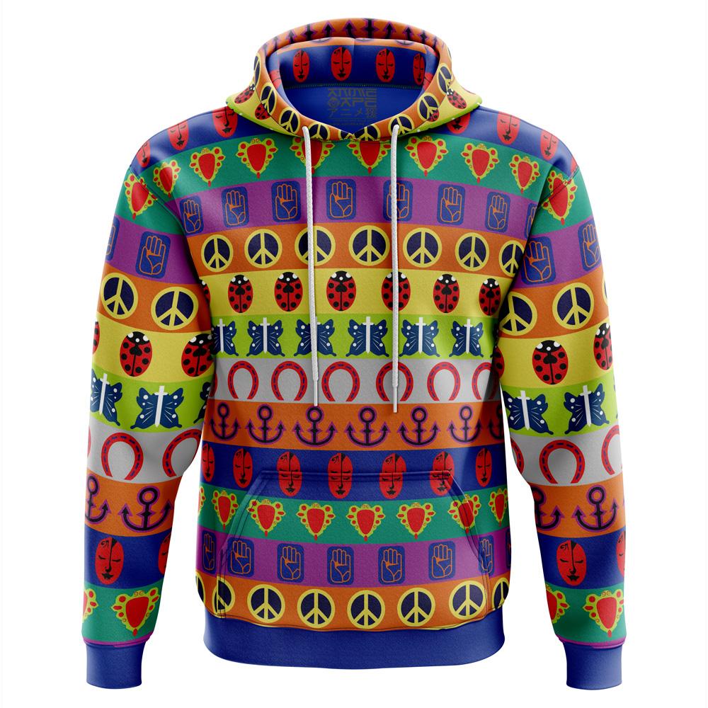 Anime All Symbols Pattern Jojo's Bizarre Adventure Hoodie Perfect And Unique Gifts For Otaku Anime Fans On Christmas