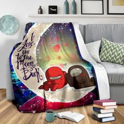 Anime Among Us Couple Love You To The Moon Galaxy Premium Fleece Sherpa Blanket Perfect Gifts For Family On Christmas
