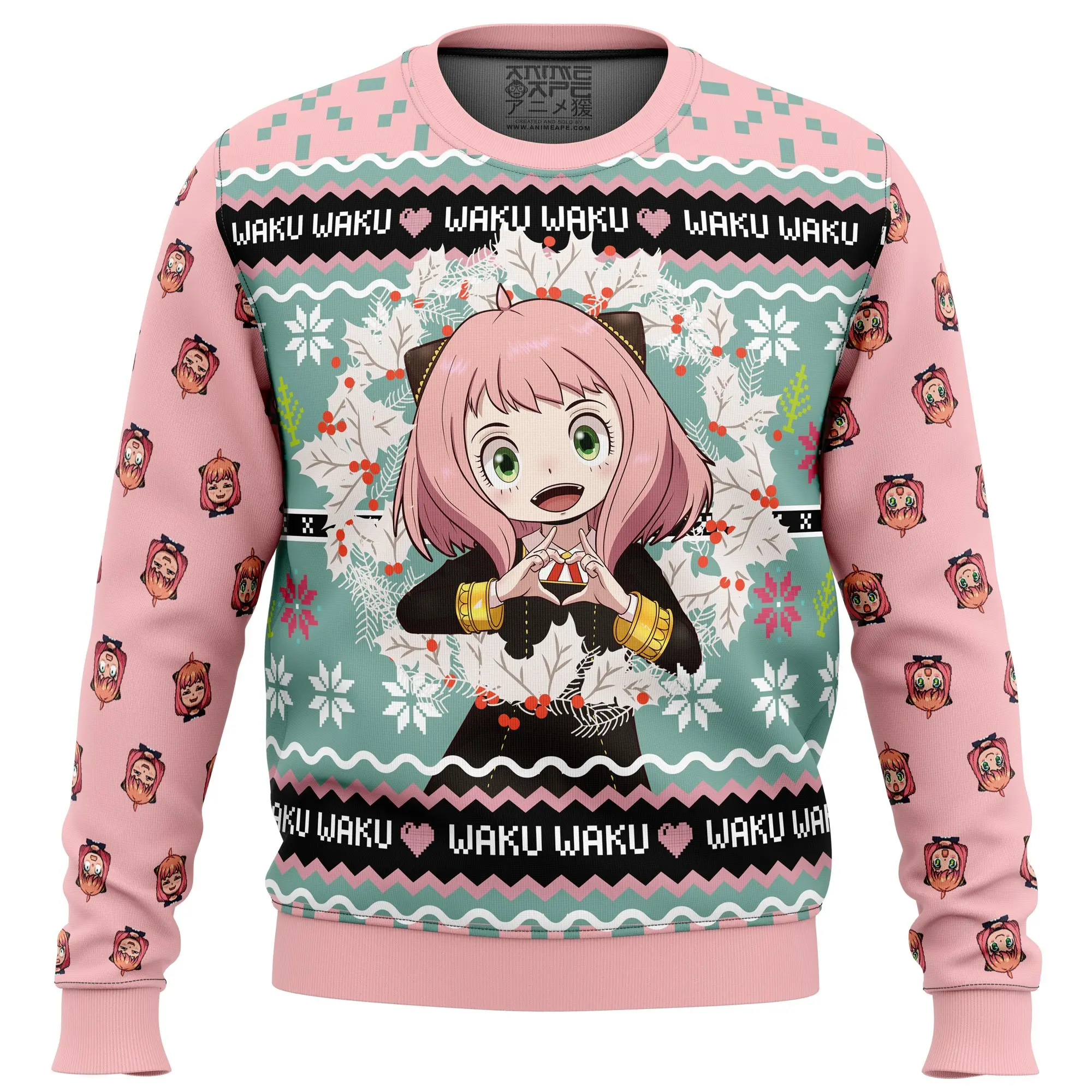 Anya Forger Waku Waku Spy x Family Ugly Christmas Sweater Perfect And Unique Gifts For Adults Kids On Christmas