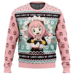 Anya Forger Waku Waku Spy x Family Ugly Christmas Sweater Perfect And Unique Gifts For Adults Kids On Christmas