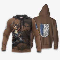 Anime AOT Eren Yeager Hoodie Shirt Attack On Titan Anime Zip Jacket Perfect And Unique Gifts For Otaku Anime Fans On Christmas