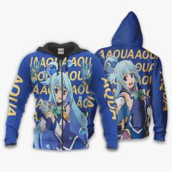 Anime Aqua Hoodie KonoSuba Custom Anime For Fans Perfect And Unique Gifts For Otaku Anime Fans On Christmas