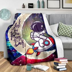Anime Astronaut Chibi Love You To The Moon Galaxy Premium Fleece Sherpa Blanket Perfect Gifts For Family On Christmas