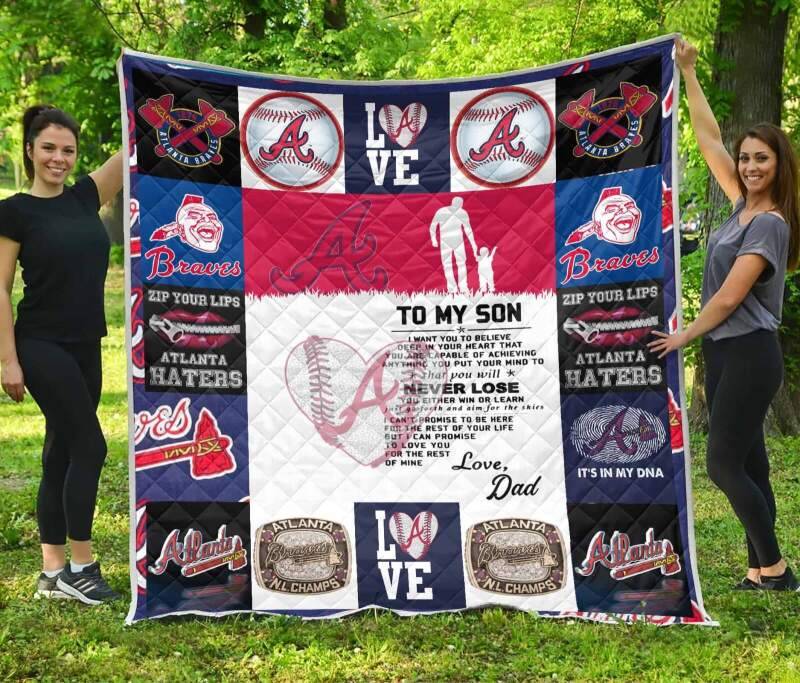 Atlanta Braves Family 3D Customized Quilt Fleece Sherpa Blanket Perfect Gifts For Family On Christmas