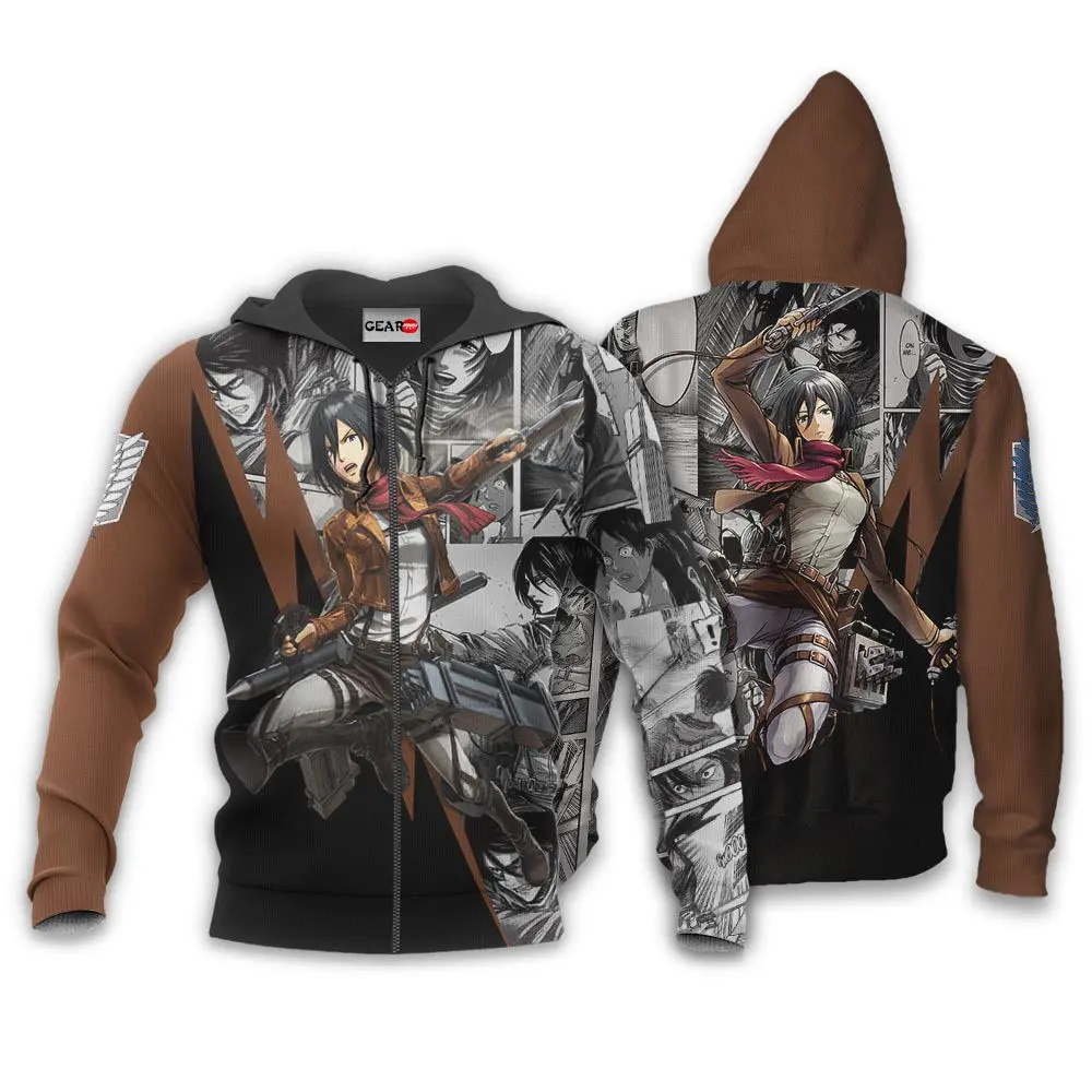 Anime Mikasa Ackerman Hoodie Custom Attack On Titan Anime Manga Style Perfect And Unique Gifts For Otaku Anime Fans On Christmas
