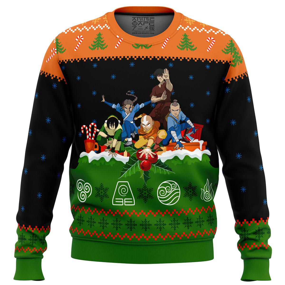 Avatar the Last Airbender On the Chimney Top Ugly Christmas Sweater Perfect And Unique Gifts For Adults Kids On Christmas