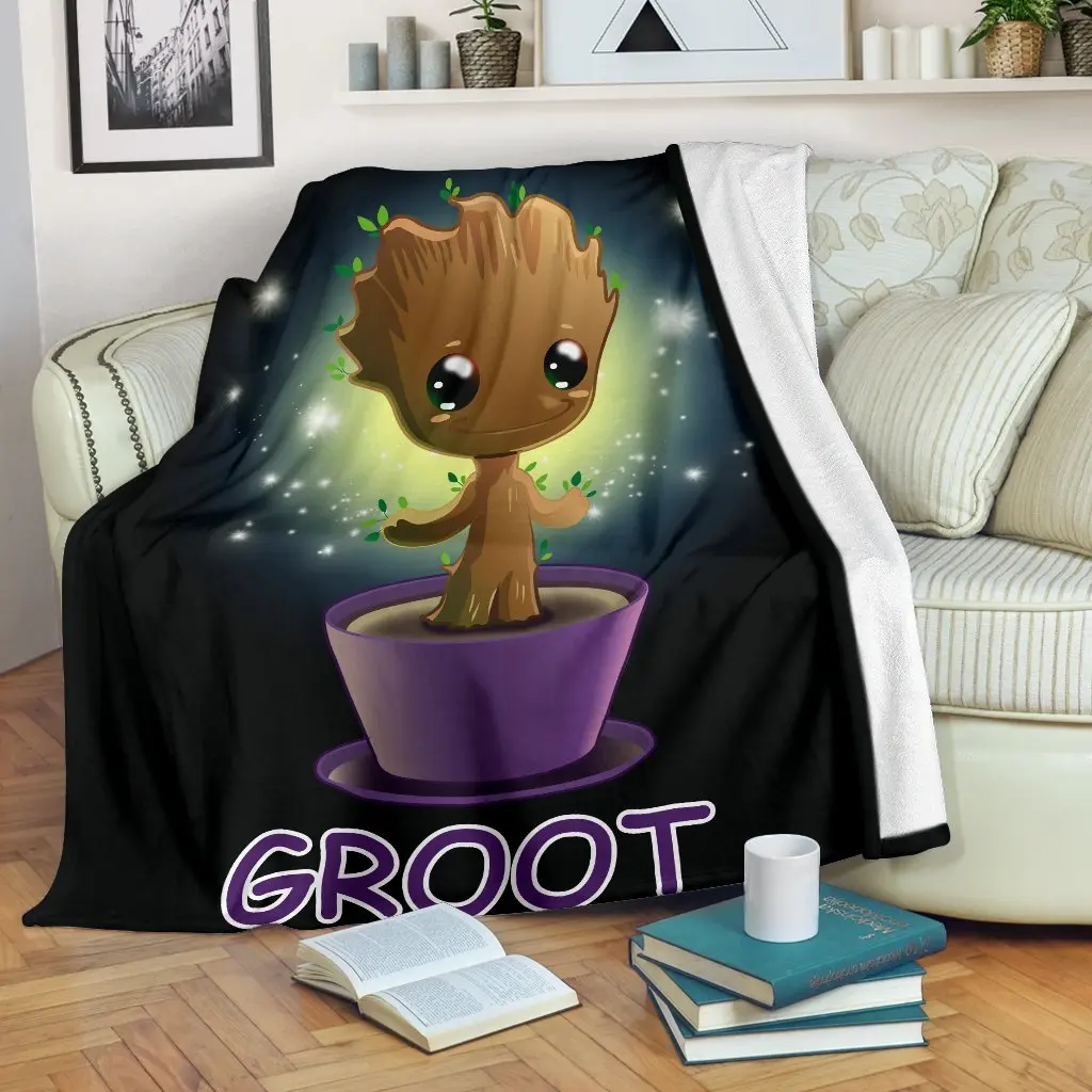 Movie Baby Groot Premium Fleece Sherpa Blanket Perfect And Unique Gifts For Family On Christmas Holiday