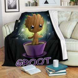 Movie Baby Groot Premium Fleece Sherpa Blanket Perfect And Unique Gifts For Family On Christmas Holiday