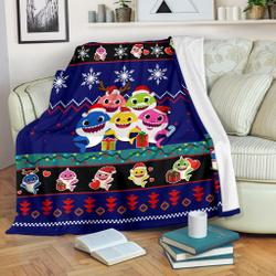 Anime Baby Shark Christmas Fleece Sherpa Blanket Amazing Gift Idea Perfect Gifts For Family On Christmas