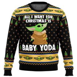 Baby Yoda All I Want Mandalorion Star Wars Christmas Ugly Sweater Perfect And Unique Gifts For Adults Kids On Christmas