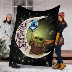 Anime Baby Yoda Love Moon Back Premium Fleece Sherpa Blanket Perfect Gifts For Family On Christmas