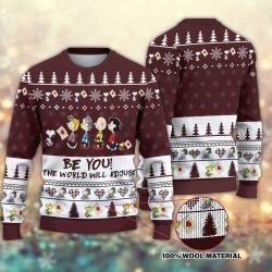 Be You The World Will Adjust Snoopy Ugly Christmas Sweater Perfect And Unique Gifts For Adults Kids On Christmas