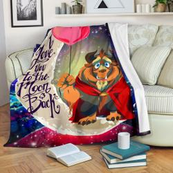 Anime Beauty And The Beast Love You To The Moon Galaxy Premium Fleece Sherpa Blanket Perfect Gifts For Family On Christmas