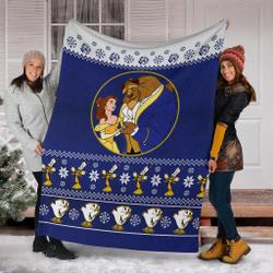 Movie Beauty And The Beast Ugly Christmas Custom Fleece Sherpa Blanket Home Decor Perfect Gifts For Family On Christmas