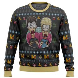 Beavis and Butthead Surprise Reaction Ugly Christmas Sweater Perfect And Unique Gifts For Adults Kids On Christmas