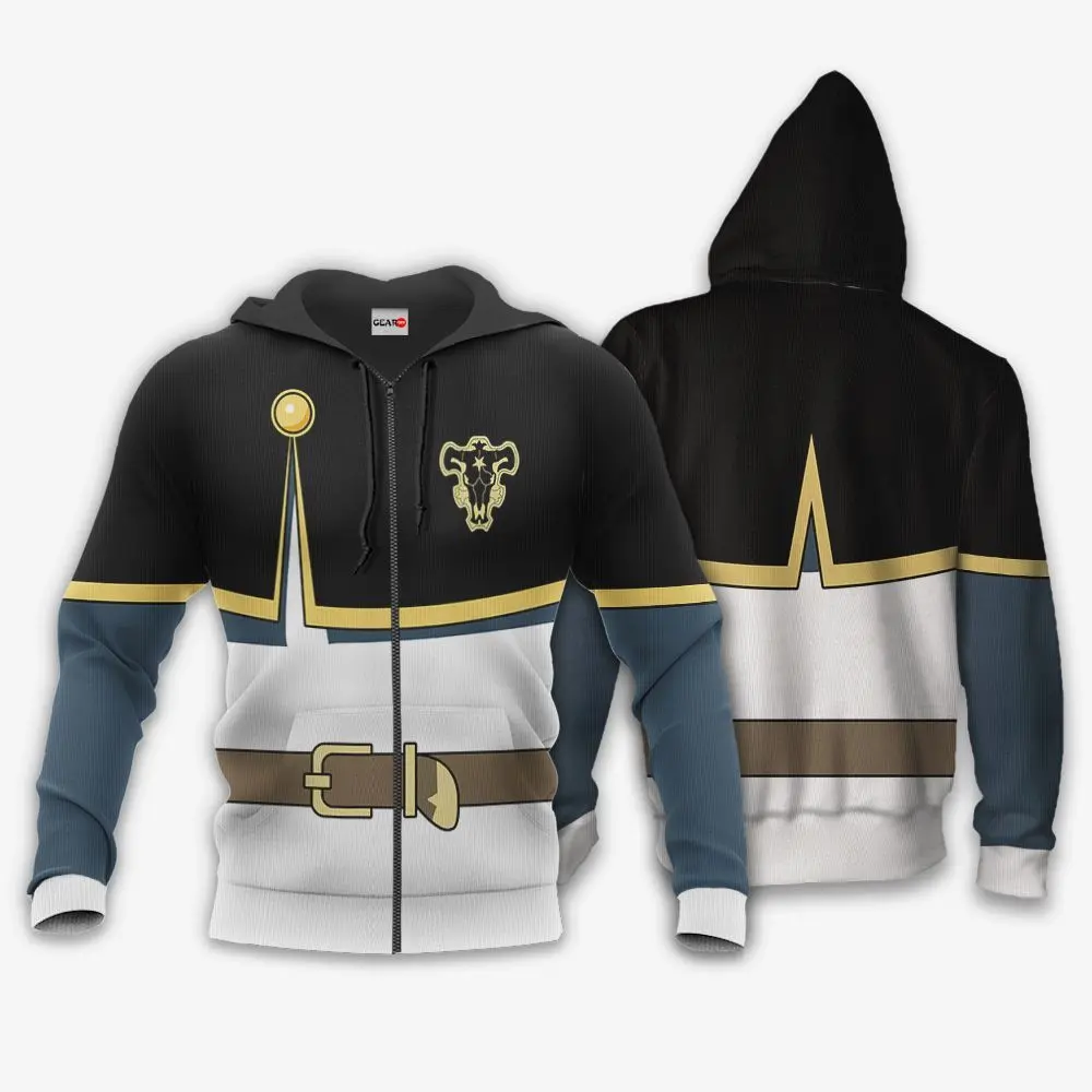 Anime Black Bull Asta Costume Hoodie Shirt Black Clover Anime Zip Jacket Perfect And Unique Gifts For Otaku On Christmas