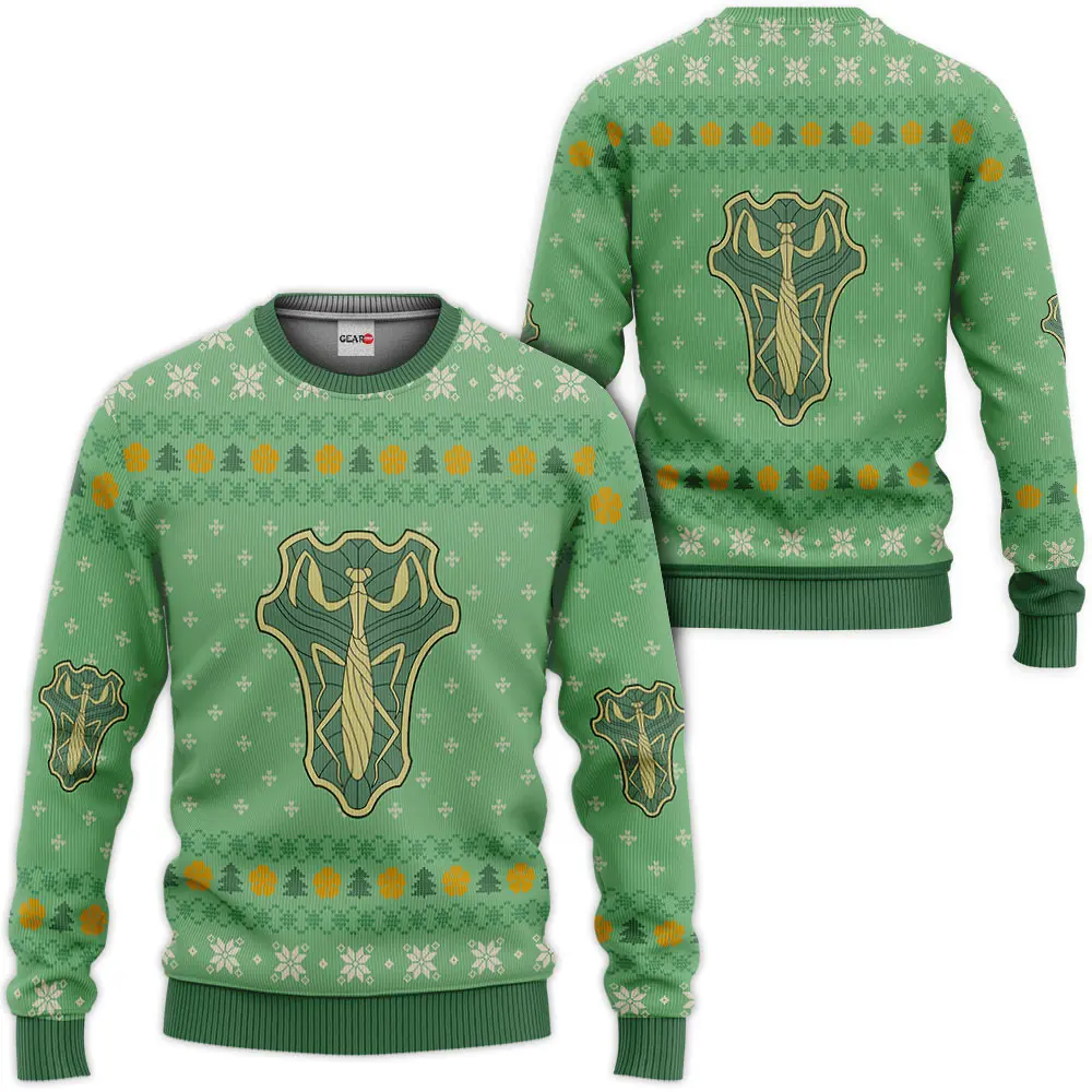 Black Clover Green Mantis Custom Anime Ugly Christmas Sweater Perfect And Unique Gifts For Adults Kids On Christmas