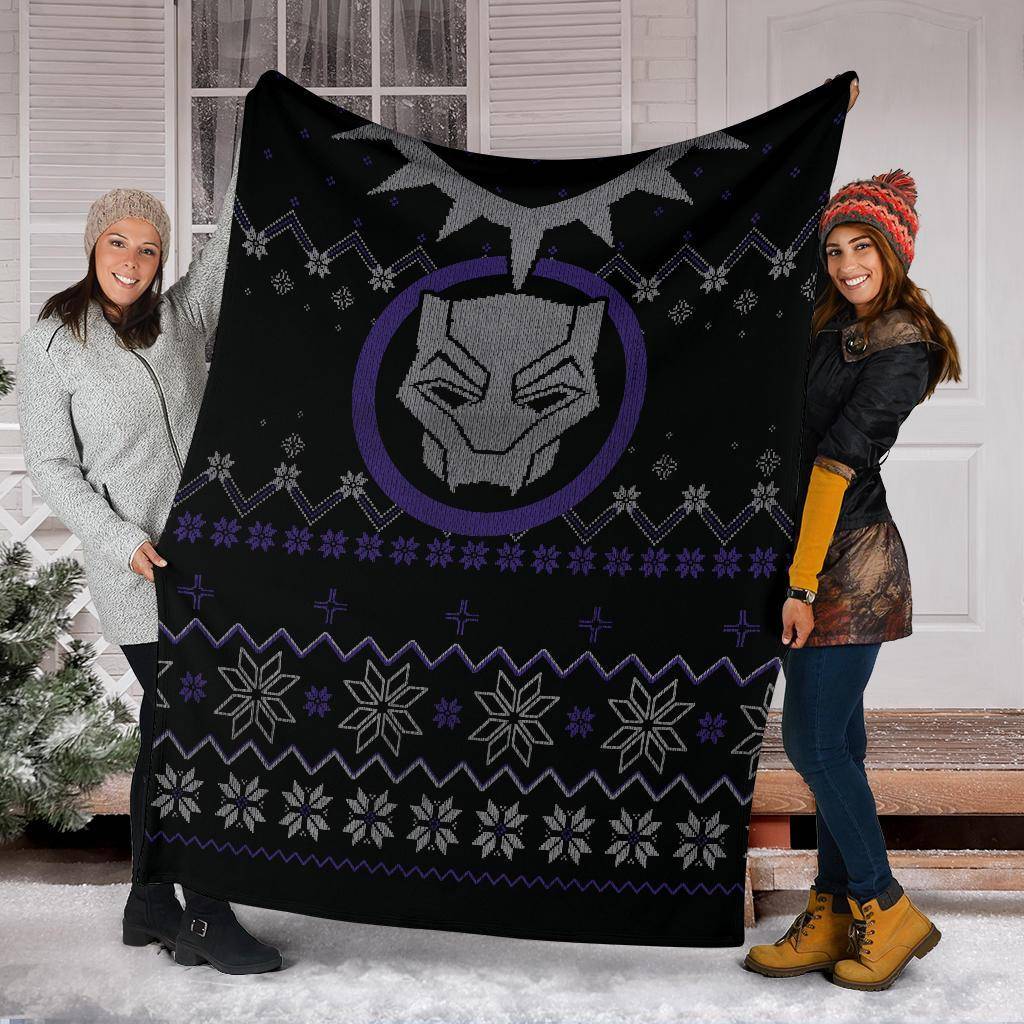 Movie Black Panther Ugly Christmas Custom Fleece Sherpa Blanket Home Decor Perfect Gifts For Family On Christmas