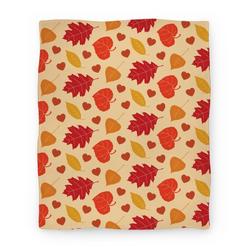 Movie Anime Autumn Leaves and Hearts Pattern Premium Fleece Sherpa Blanket Perfect Gifts For Family On Christmas