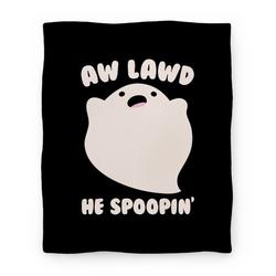 Movie Anime Aw Lawd He Spoopin' Ghost Parody White Print Premium Fleece Sherpa Blanket Perfect Gifts For Family On Christmas